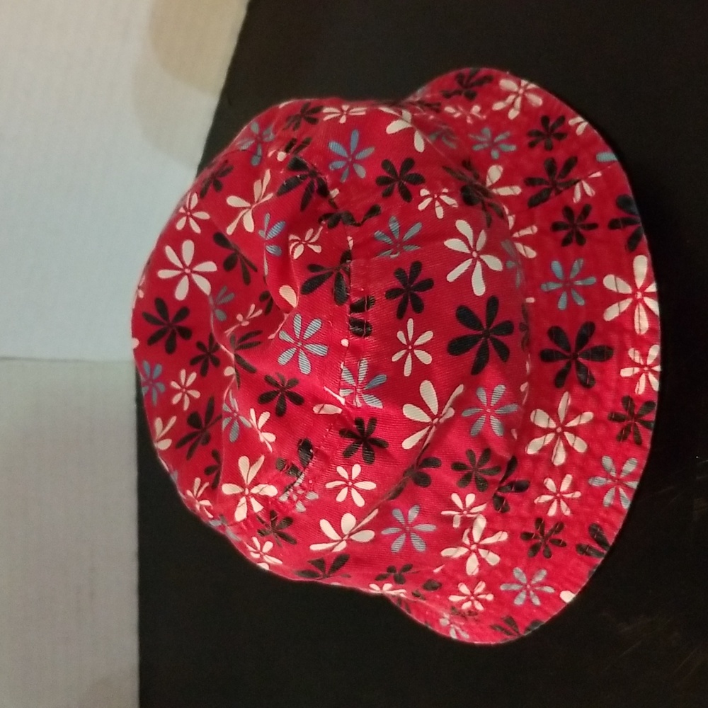 BABY's Red Daisy Patterned Cotton Bucket Hat